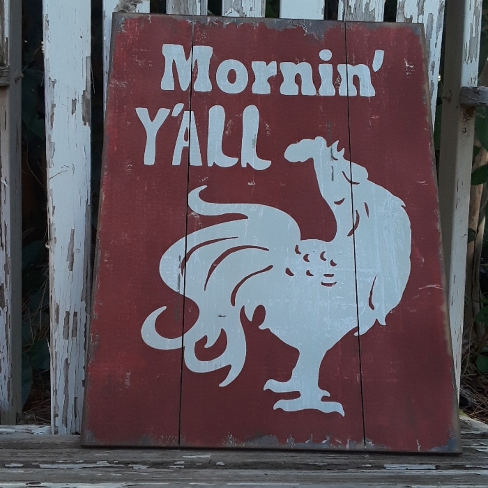 Wood rooster farmhouse sign